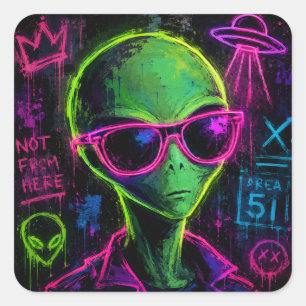 Alien Art Square Sticker