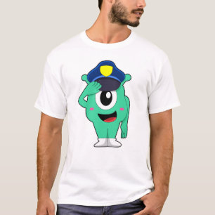Alien as Police officer with Police hat T-Shirt