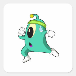 Alien as Runner Square Sticker