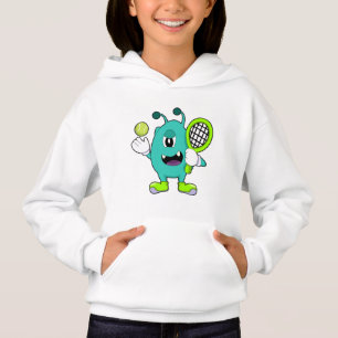 Alien at Tennis with Tennis racket