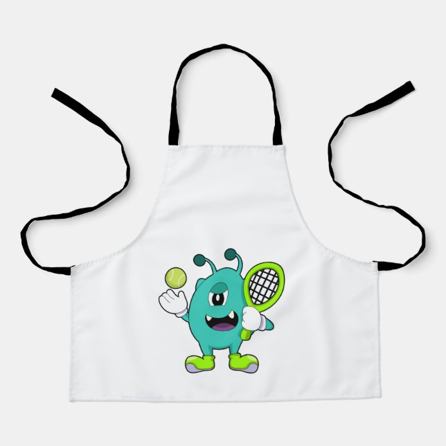 Alien at Tennis with Tennis racket Apron (Front)