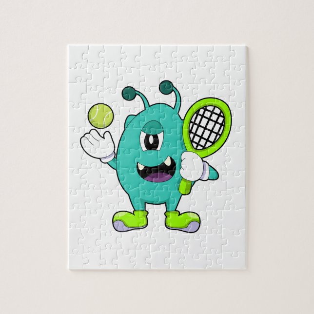 Alien at Tennis with Tennis racket Jigsaw Puzzle (Vertical)