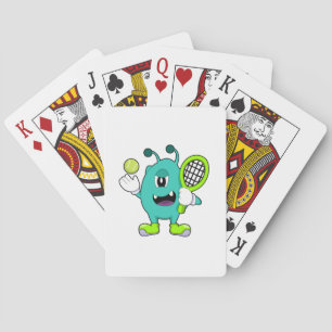 Alien at Tennis with Tennis racket Playing Cards