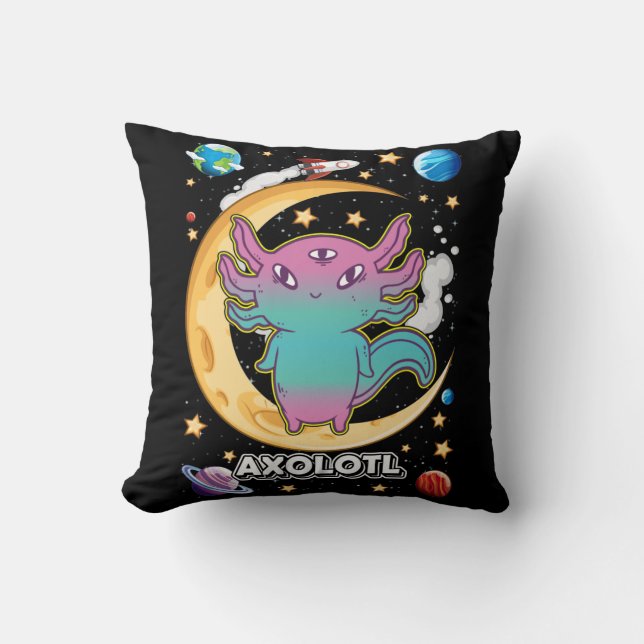 Alien Axolotl Pastel Goth Space Crescent Cushion (Front)