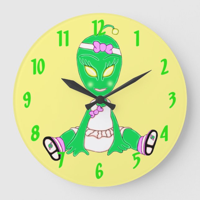 Alien Baby Girl Large Clock (Front)