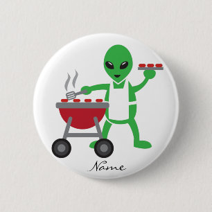 Alien Barbecue Cookout Thunder_Cove 6 Cm Round Badge