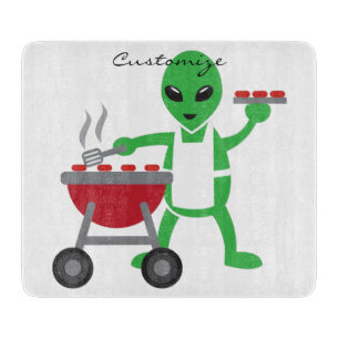 Alien Barbecue Cookout Thunder_Cove Cutting Board