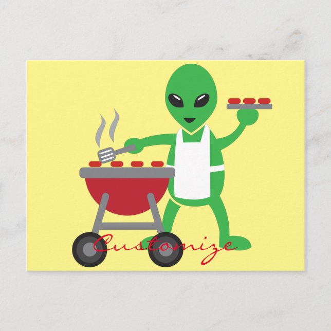 Alien Barbecue Cookout Thunder_Cove Postcard (Front)