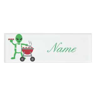 Alien Barbeque Cookout Thunder_Cove Name Tag