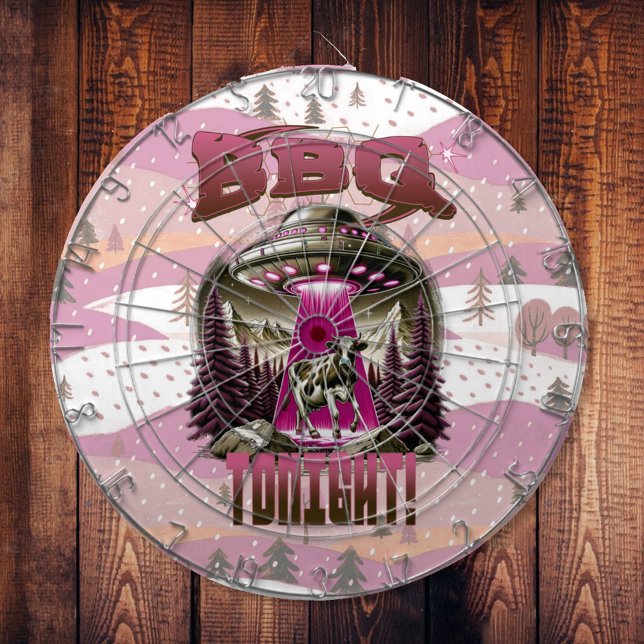 Alien BBQ Cow Abduction Joke Dartboard (Creator Uploaded)