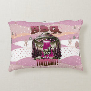 Alien BBQ Cow Abduction Joke Decorative Cushion