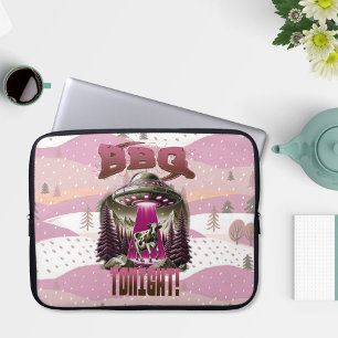 Alien BBQ Cow Abduction Joke Laptop Sleeve