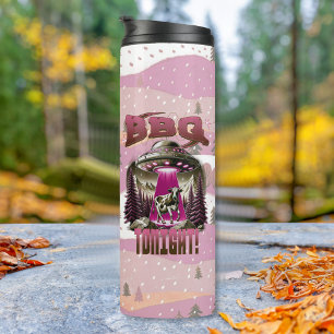 Alien BBQ Cow Abduction Joke Thermal Tumbler