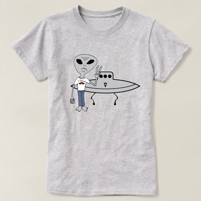 Alien Believer with UFO T-Shirt (Design Front)