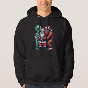 Alien Bigfoot and Santa Claus Believer Funny Chris Hoodie