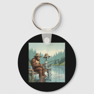 Alien Bigfoot Fishing Sasquatch Fishing Fisherman Key Ring