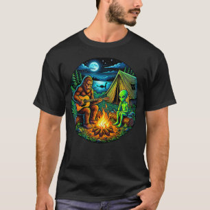 Alien Bigfoot Loch Ness Campfire Sasquatch Funny T-Shirt