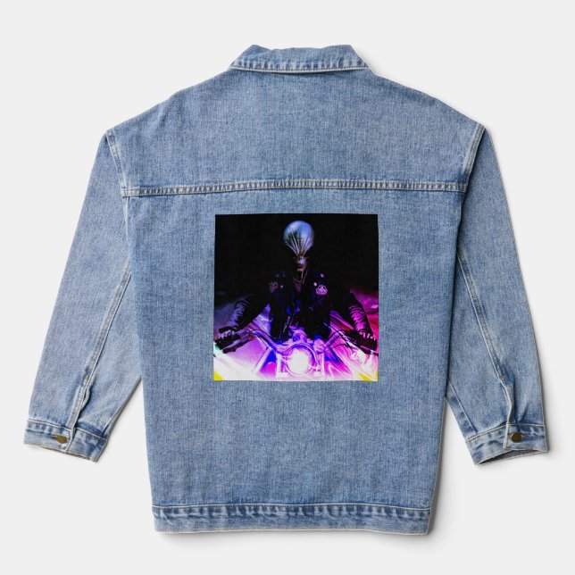 Alien Biker (Dreamy Version) Tri-Blend Shirt Denim Jacket (Back)