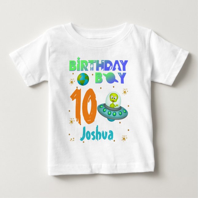 Alien Birthday Boy Party Theme Spaceship  Baby T-Shirt (Front)