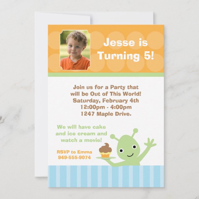 Alien Birthday Party Invitation (Front)