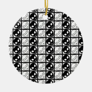 Alien Black and white design Ceramic Ornament