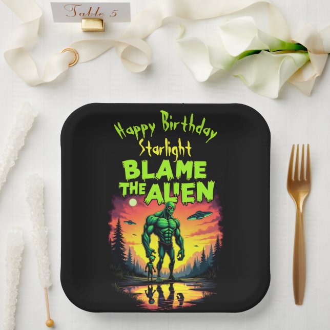 Alien Blamed Under Mystical Sunset Paper Plate (Wedding)