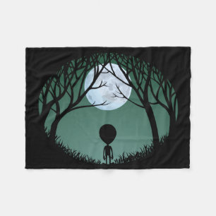 Alien Blanket Cute Alien Grey Art Fleece Blanket
