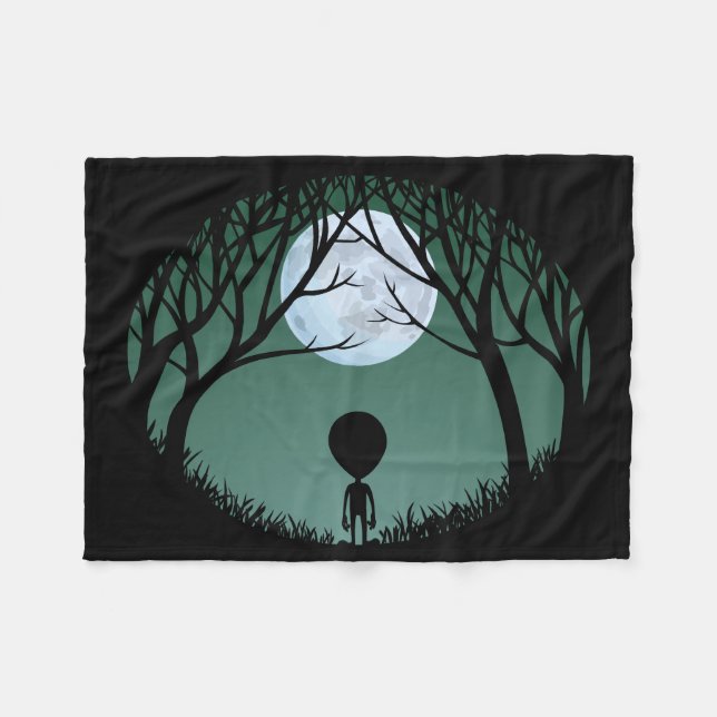 Alien Blanket Cute Alien Grey Art Fleece Blanket (Front (Horizontal))