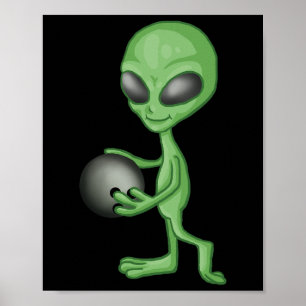 Alien Bowling Funny Bowler  Poster