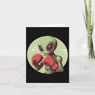 Alien Boxer Ready To Fight In Gloves  Card