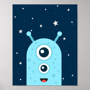 Alien Boy Nursery Print Stars Galaxy Outer Space