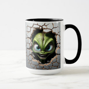 Alien breaking through a wall mug