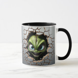 Alien breaking through a wall mug