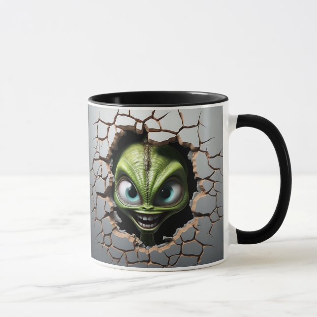 Alien breaking through a wall mug (Right)