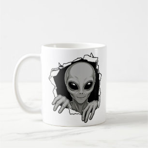Alien Breaking Through Wall Coffee Mug