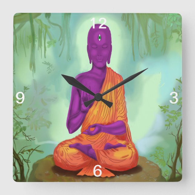 Alien Buddha Meditation wall clock (Front)