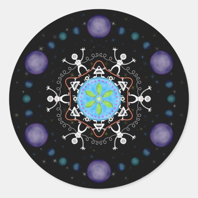 Alien Buddies Classic Round Sticker (Front)