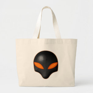 Alien Bug Face Orange Eyes Large Tote Bag