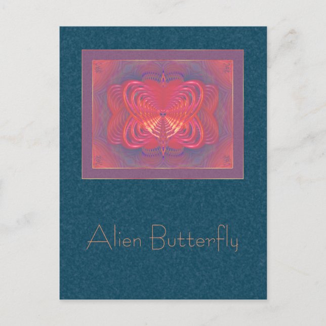 Alien Butterfly Abstract Art Postcard (Front)