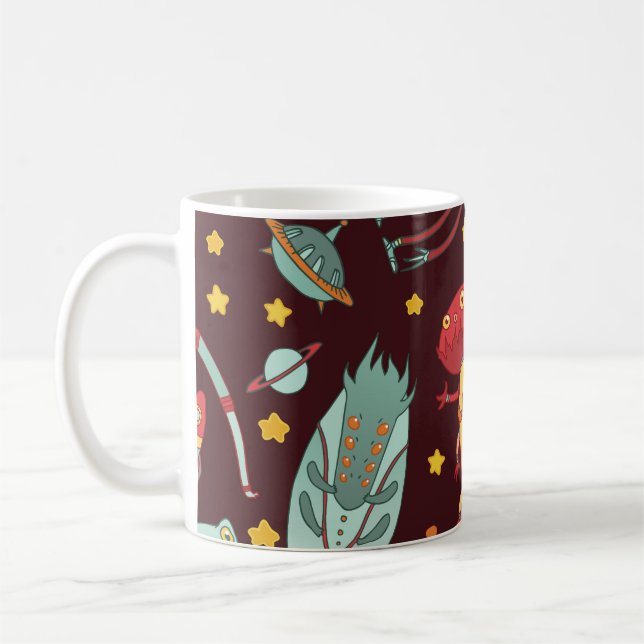 Alien Cartoon: Vintage Space Fun Coffee Mug (Left)