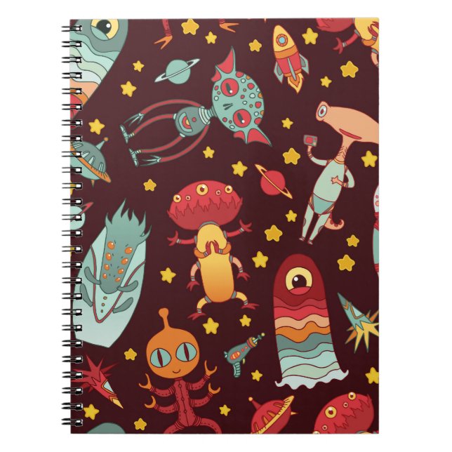 Alien Cartoon: Vintage Space Fun Notebook (Front)