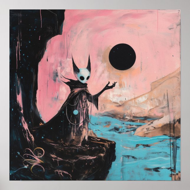 Alien Cat Black Moon Witchy AI Art Matte Value Poster (Front)