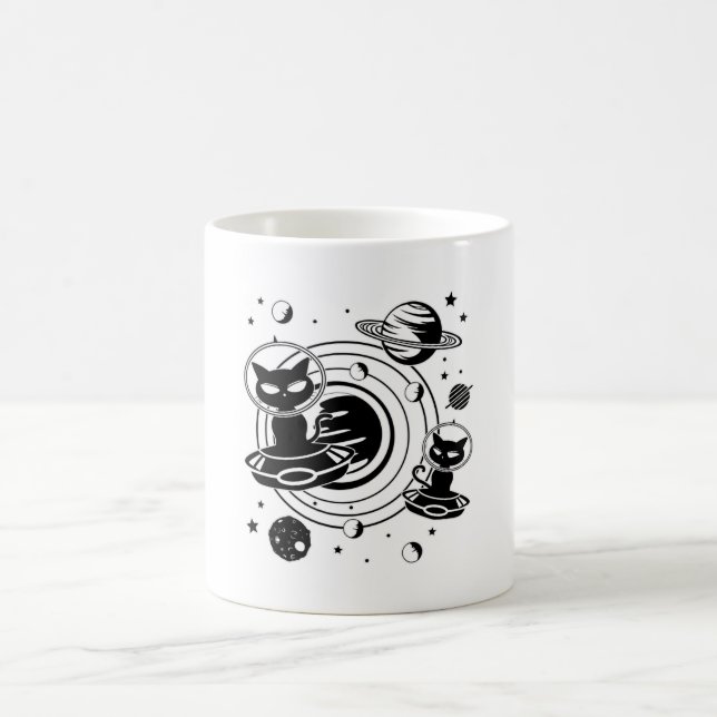 Alien Cat Cats Ufo Space Kitten Pets Gift Idea Coffee Mug (Center)