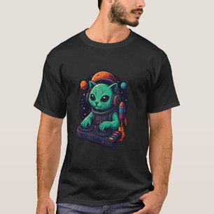 Alien Cat DJ From Mars Extraterrestrial Space Musi T-Shirt