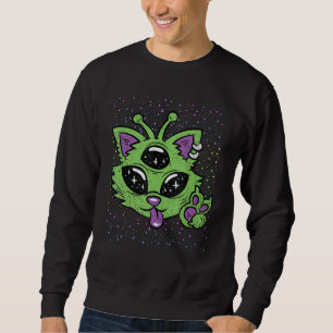 Alien Cat Halloween Costume Funny Space Kitten Ani Sweatshirt