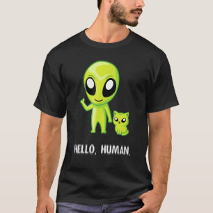 Alien Cat     Hello Human Ufo Kitten   T-Shirt