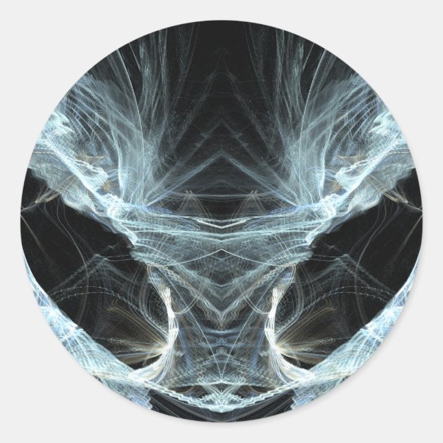 Alien Cat. Mystical Fantasy Art Fractal. Classic Round Sticker (Front)