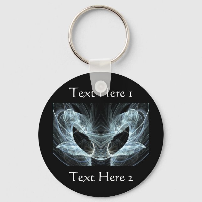 Alien Cat. Mystical Fantasy Art Fractal. Key Ring (Front)