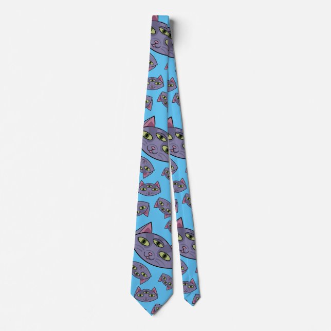 Alien Cat Pattern Tie (Front)