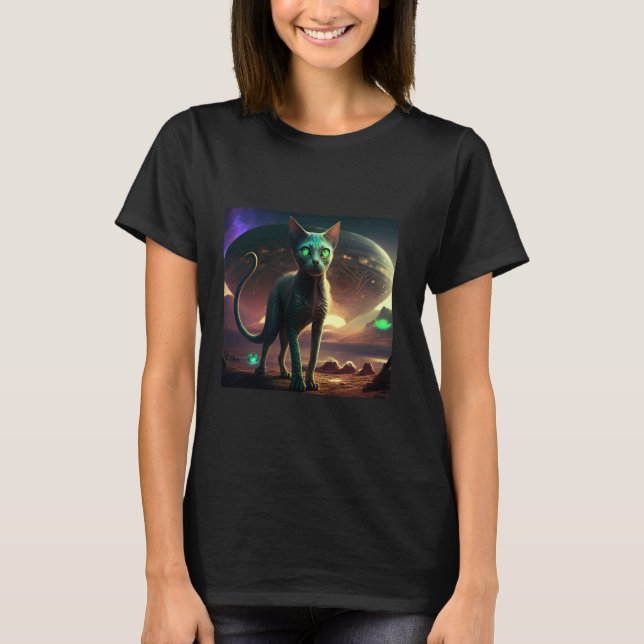 Alien Cat Planet T-Shirt (Front)